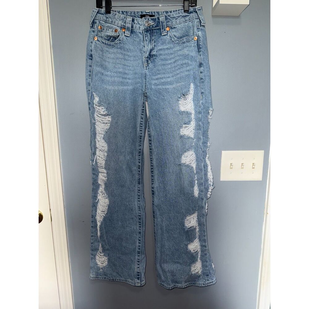 True Religion 'Bobbi' Baggy, Heavily Distressed, Light-Wash Jeans | Size 27